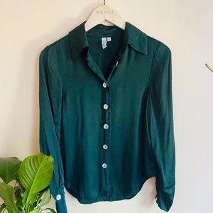 Button-down Green Silk Shirt